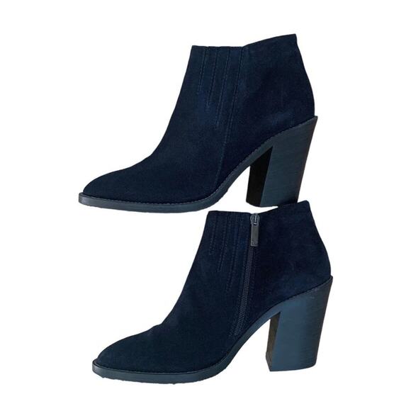 AQUITALIA Suede Chelsea Boots Ankle Size 10 Heels Italy Blue - Picture 7 of 9